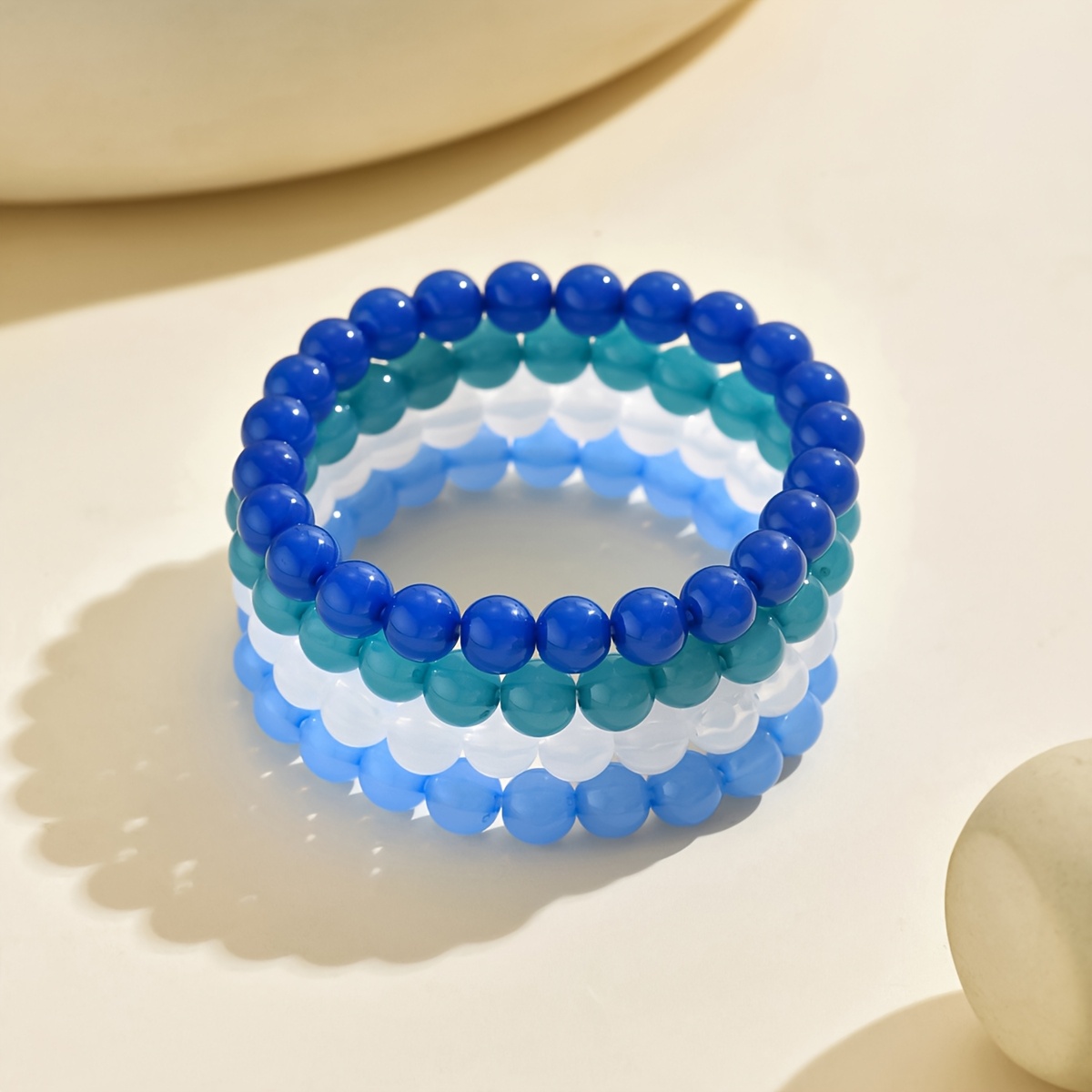 4pcs Gradient Bead Elastic Bracelet Set for Women